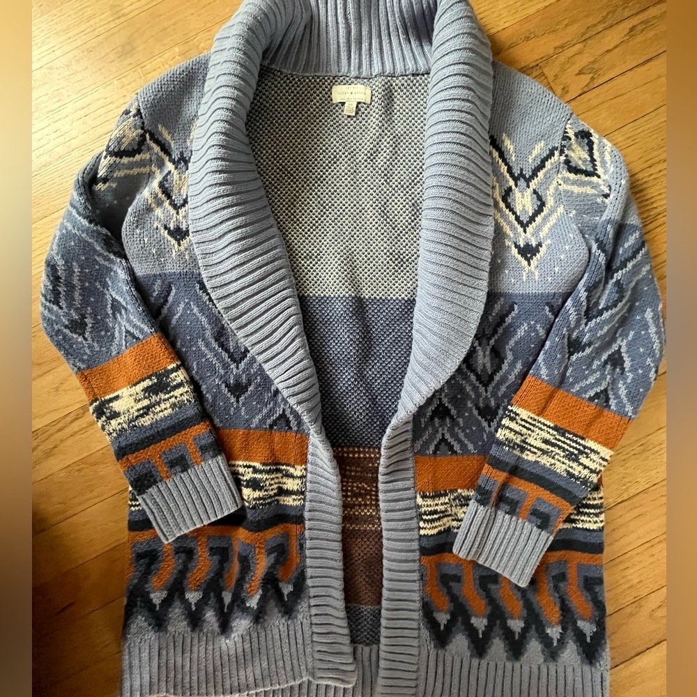 Lucky Brand Southwest Knit Shawl Collar Cardigan Size Small Boho Aesthetics